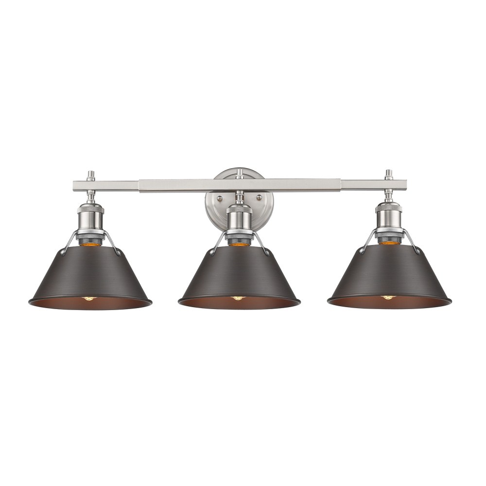 Yep by Golden Lighting Orwell 3-light Vanity in Pewter and Rubbed Bronze shade